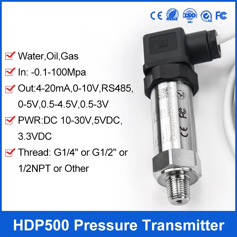 4-20mA Vacuum Gauge Pressure Transmitter 25mpa 0 5V Absolute 1/4" Water Pressure Sensor pressure sensor