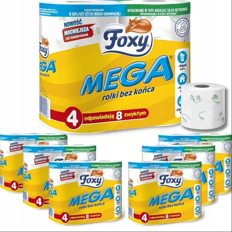 Papier toaletowy Foxy Mega rolki bez końca (4 rolki) x 7 sztuk z Polski za $20.22 / ~75zł Papier toaletowy Foxy Mega rolki bez końca (4 rolki) x 7 sztuk z Polski za $20.22 / ~75zł