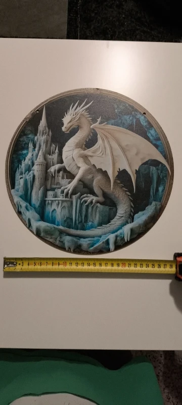 Disque décoratif dragon en bois 2D fantastique