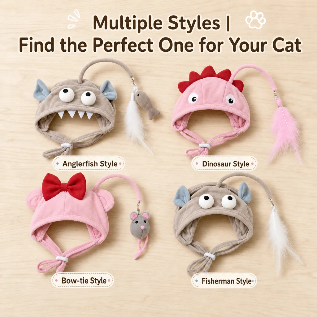 Cat toy for self-entertainment and relaxation; cat toy stick with head cover and long handle, durable and bite-resistant.