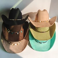 Nouveau grand bord Cowgirl Cowboy Vegan daim chapeau feutre Fedora chapeau pour femmes hommes classique et à la mode tout-match chapeau sombrero vaquero 2