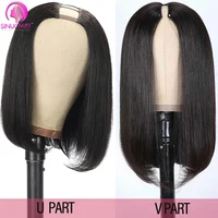 Perruques courtes bob en V pour femmes, perruques courtes droites en cheveux humains, sans colle, perruque U-part, perruques courtes bob brésiliennes en cheveux humains 3