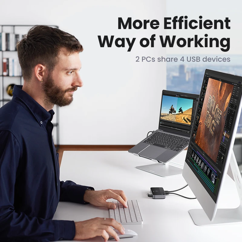 UGREEN USB Switch USB 3.0 Switcher Switch for PC Keyboard Mouse Printer 2 PCs Sharing 4 Devices USB Switch