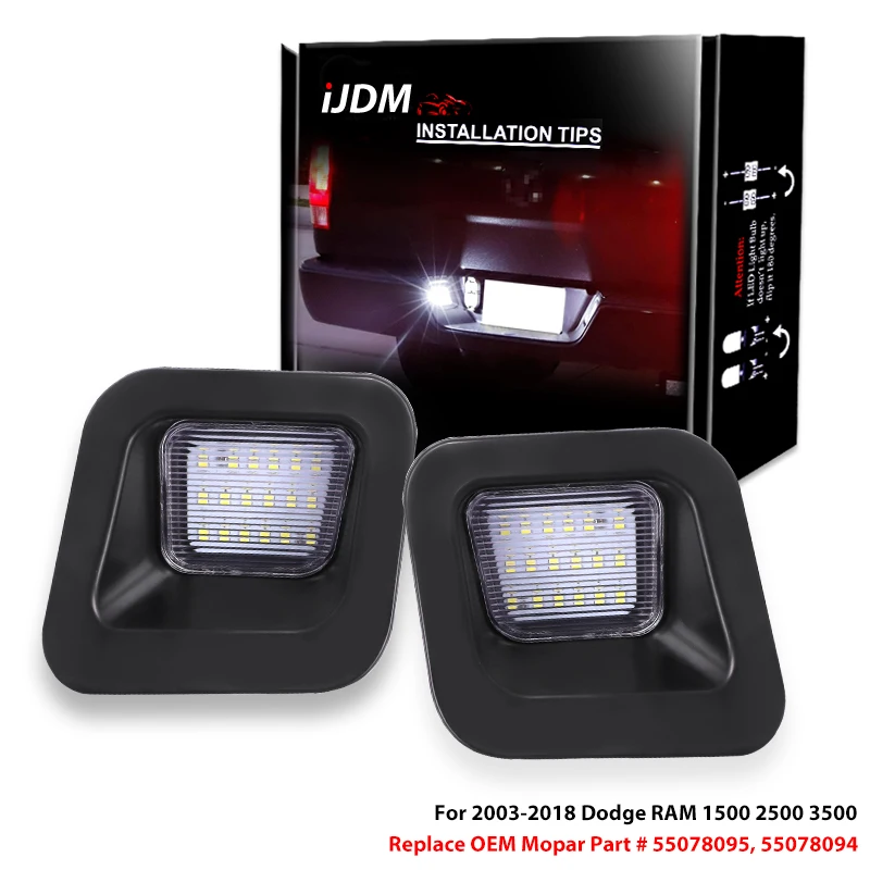 2pcs Xenon White OEM-Fit 3W License Plate Light Assemblies For