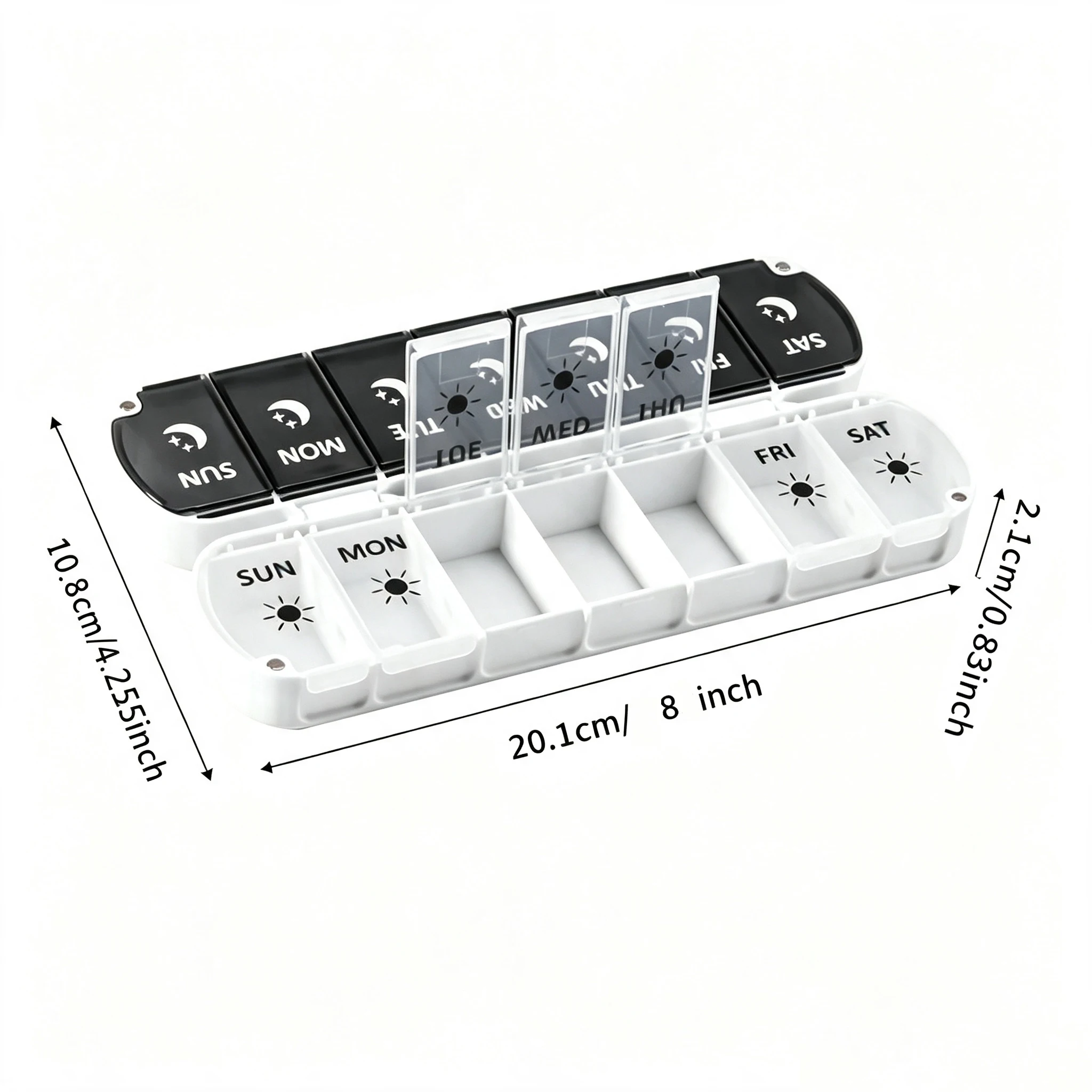 Compact Magnetic Weekly Pill Organizer - Portable and Lightweight Vitamin Storage Box