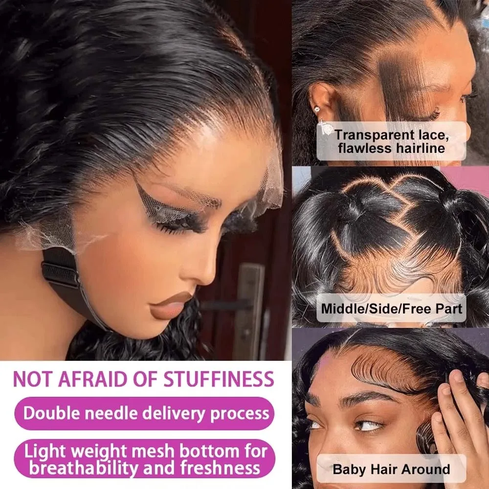 200 Density Loose Wave 13x6 13x4HD Lace Front Human Hair Wig Brazilian 16-34 Inch Curly Wigs Deep Wave 13x4 Lace Frontal Wig 4