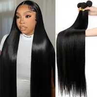 Tissage en lot brésilien 100% naturel lisse noir naturel, 8-30 pouces, 12A, Extensions de cheveux, lots de 1/3/4 pièces 1