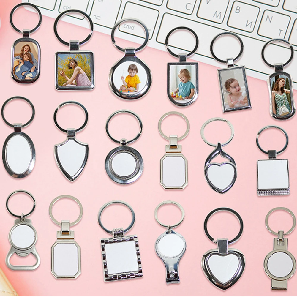 

Free Shipping 40pcs/Lot Sublimation Blanks Metal Keychains For Custom Business Gifts