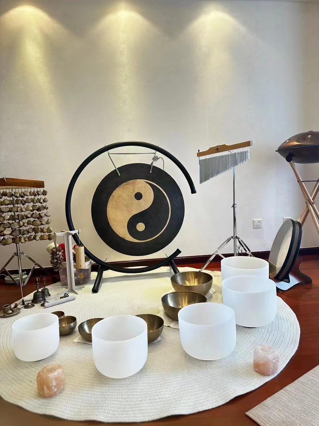 16''/40cm Wind Gong with C-type Stand Bronze Professional Sound for Sound Therapy and Meditation Practice
