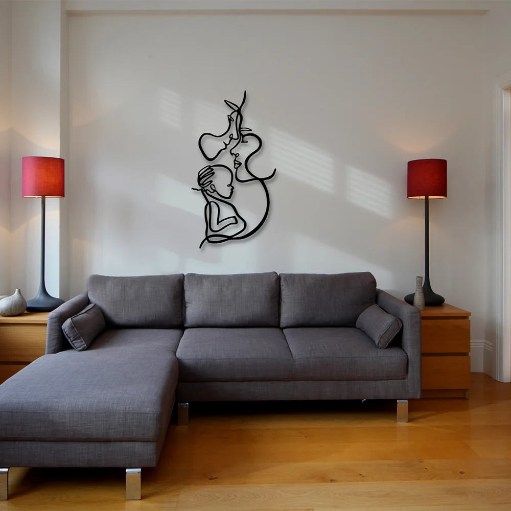 

Metal Wall Art - ''Happy Family'', Abstract Wall Art, Line Wall Art, Home Decor, housewarming Gift, New Family Gift, Family Wall