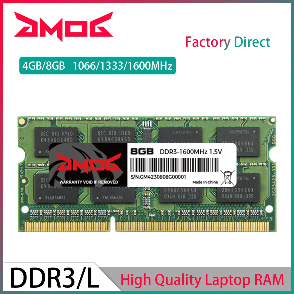 Оперативная память для ноутбука GMOG 4 ГБ 8 ГБ DDR3 ОЗУ 1333 МГц 1600 МГц PC3-10600 12800 204Pin SODIMM 1,5 в Память RAM DDR 3