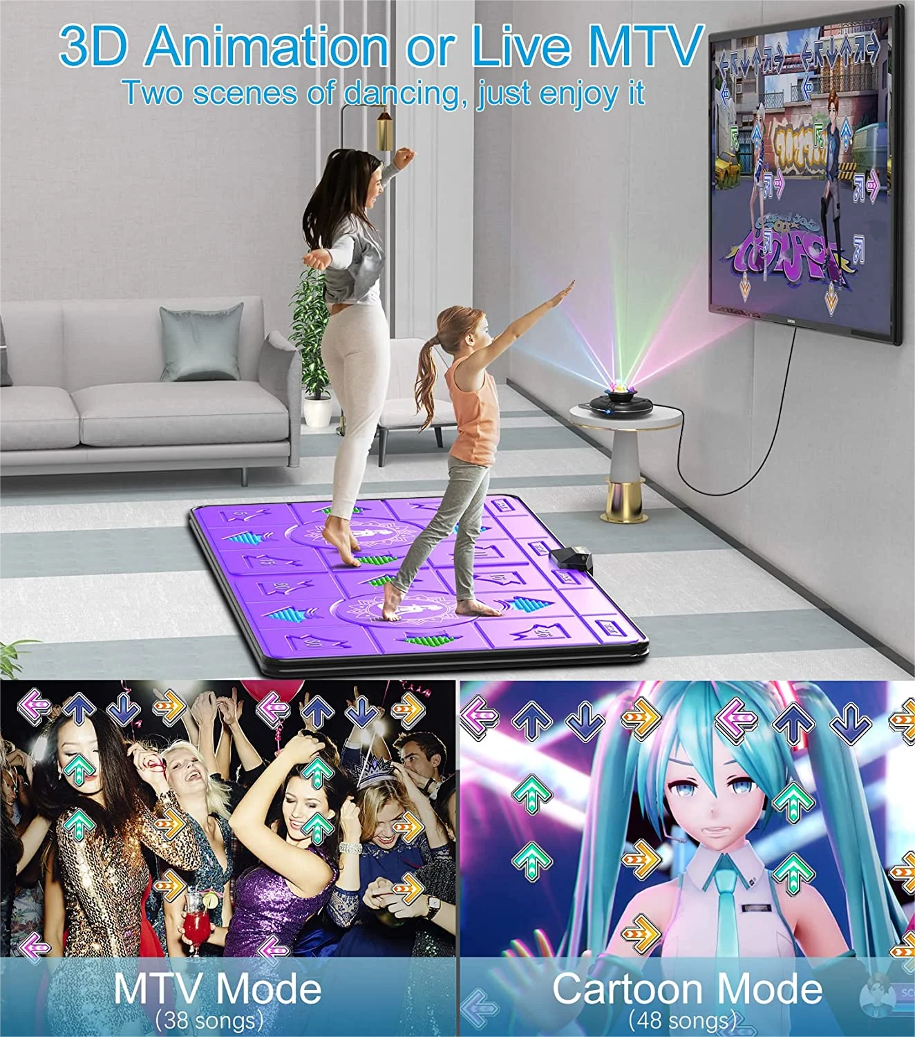 Dance Mats Dance Mat Game for TV/PC Family Sports Motion Sensing Game Double User with Two Wireless Handle Controllers Non-Slip Yoga Pads dance mats