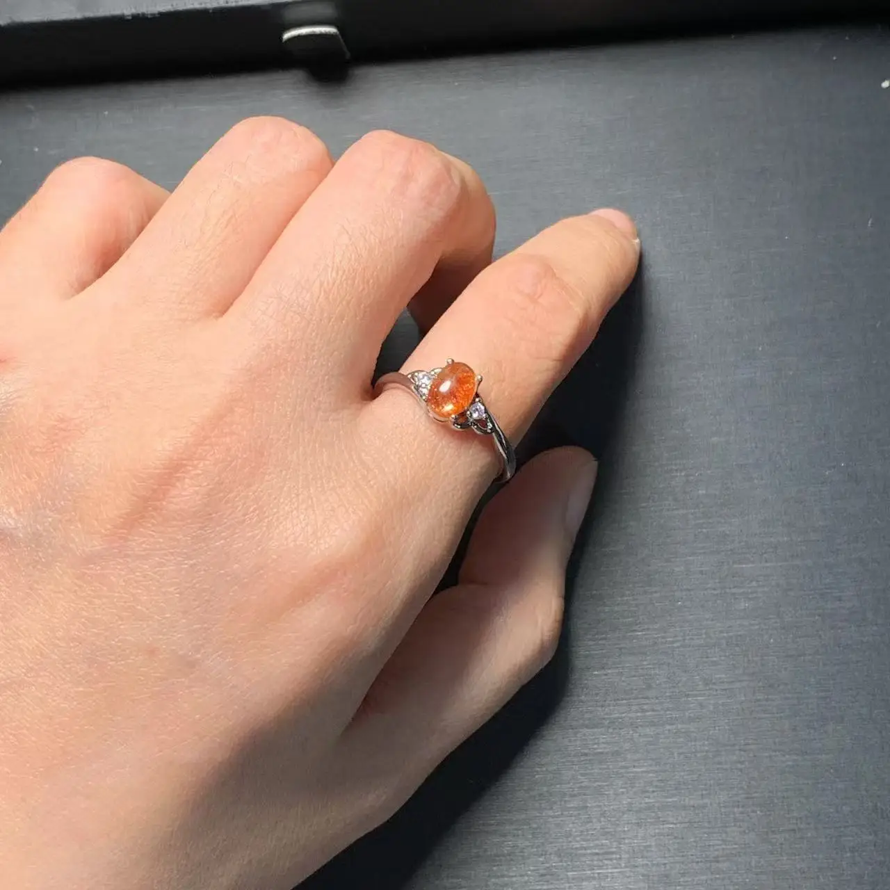 Natural Sanidine Gold Sunstone Ring Adjustable Female Heart ring Jewelry for Women Gift Wholesale High Quality Vintage Fine