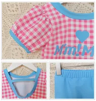 3pcs/set Swimsuit Children for Girl Sweet American Style Fashion Swimwear Hat Set for Kids Girl Summer Travel Beach Clothes 4