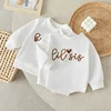 Suefunskry 1PC Sister Brother Matching Romper Outfits Letter Print Long Sleeve O-Neck Sweatshirt Toddler Spring Fall Tops 1