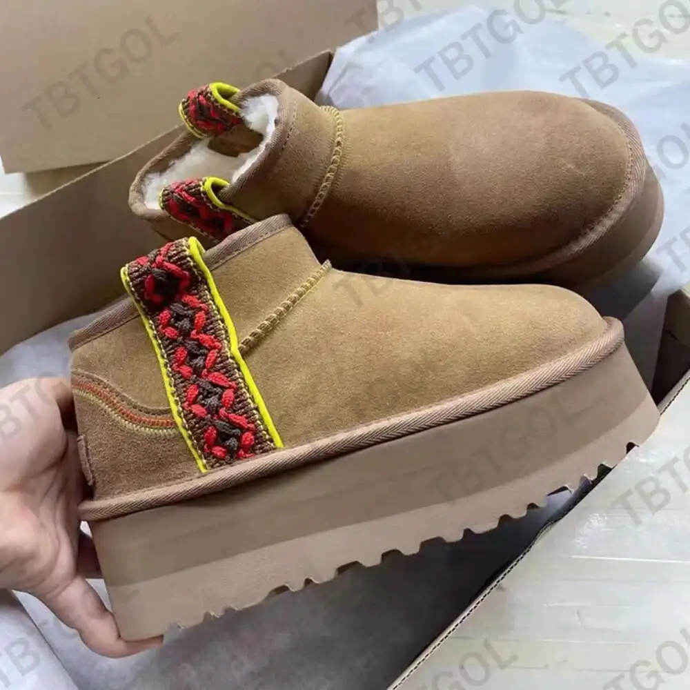 

Designer Classic Ultra Mini Boot Braid Platform Boot Winter Snow Boots Australian Women Real Leather Warm Ankle Booties Shoes