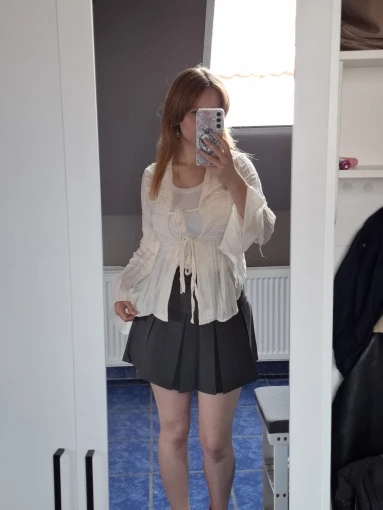 Gray A-Line Pleated Mini Skirt - Korean Y2 K Vintage Style photo review