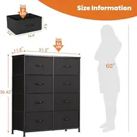 8 - Storage - Drawer Dresser for Bedroom. Tall Large Fabric Storage Tower Organizer. Chest of Drawers with Metal Frame & Wooden 2