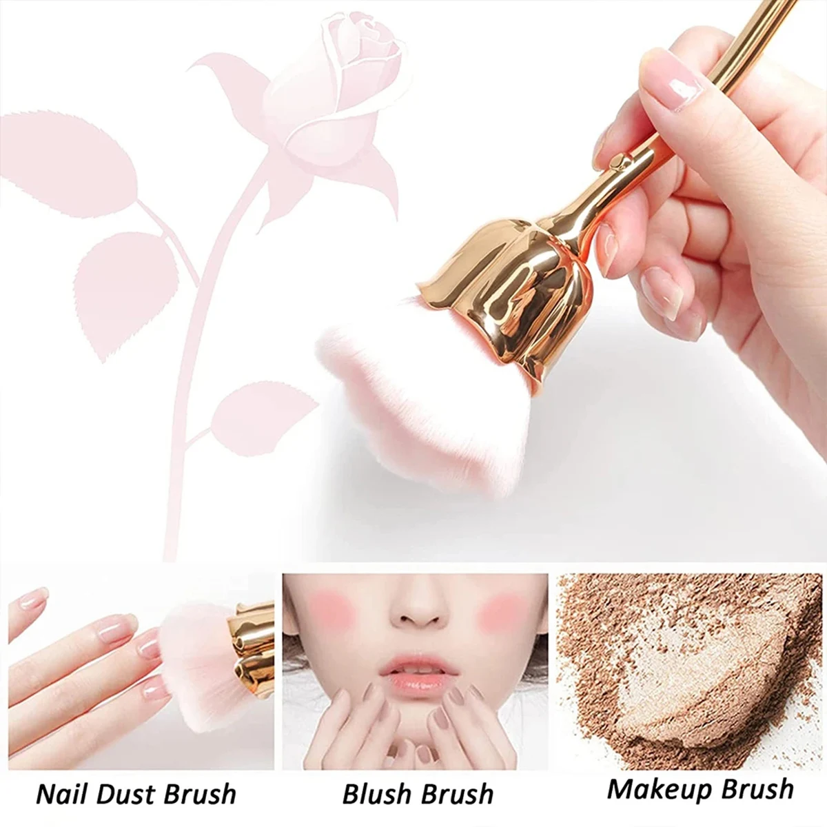 Flower Nail Brush For Manicure Rose Nail Art Brush Nail Accesories Tools Popular Round Small Gel polish Dust Cleaning Brushes