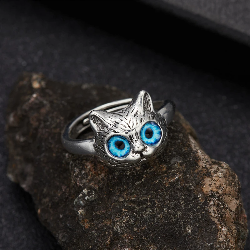 Ring Silver Cats Eye Ring Cat Eye Jewelry Metal Wedding Jewelry