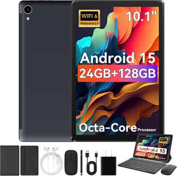 Tablet Android 15 da 10 pollici Tablet 8 Core 24(4+20) GB + 128 GB Espansione da 1 TB WiFi6 5MP + 8MP Stilo Tastiera Mouse Cuffie PC PAD Set