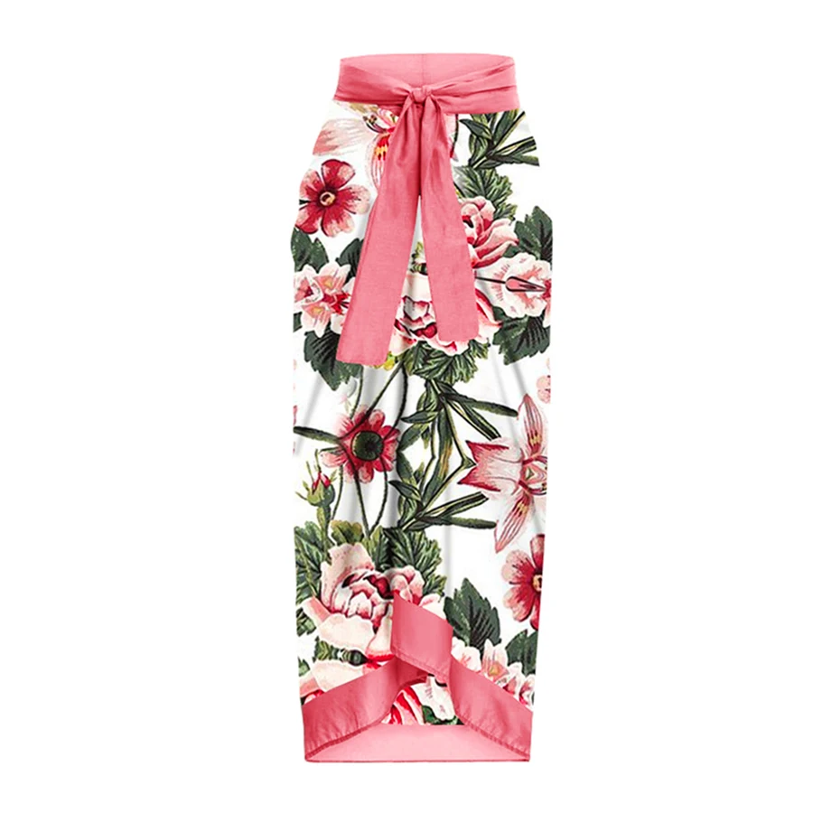 Fashion Colorblock Floral Print  Summer Beach Solid Push Up Micro Swimsuit Pink Set Women's Suit Surf Wear