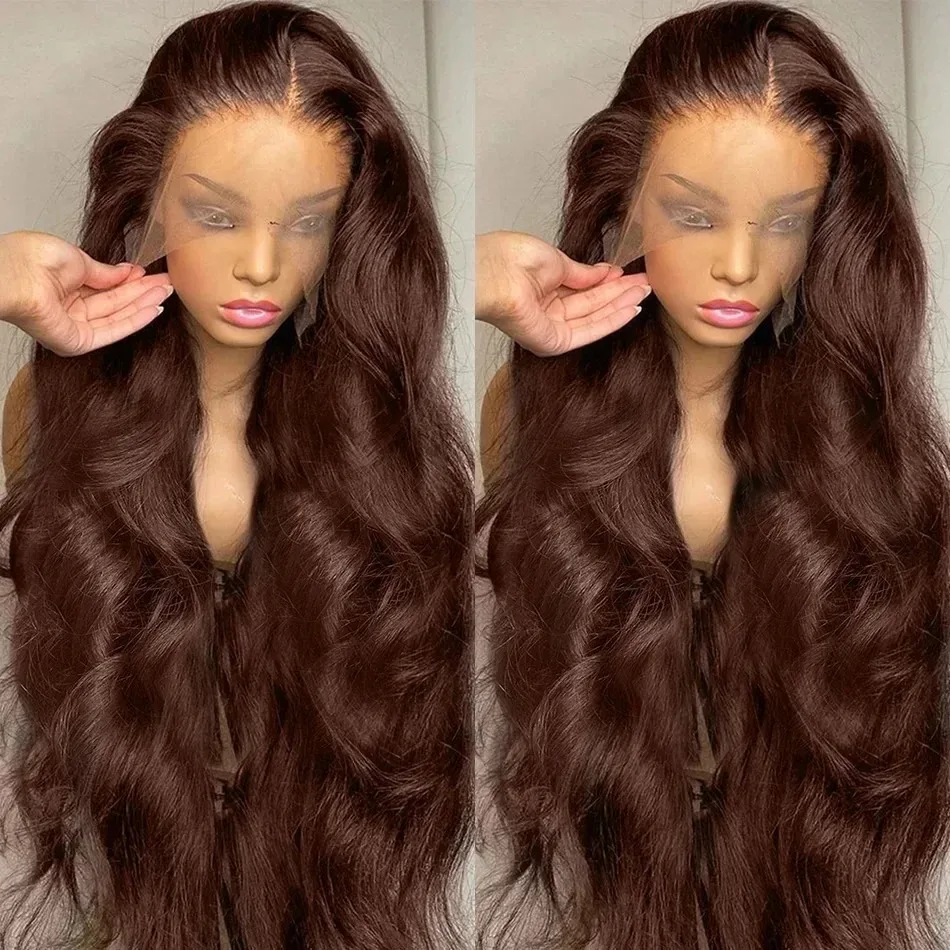 30 40 Inch Chocolate Brown Human Hair Wigs 3