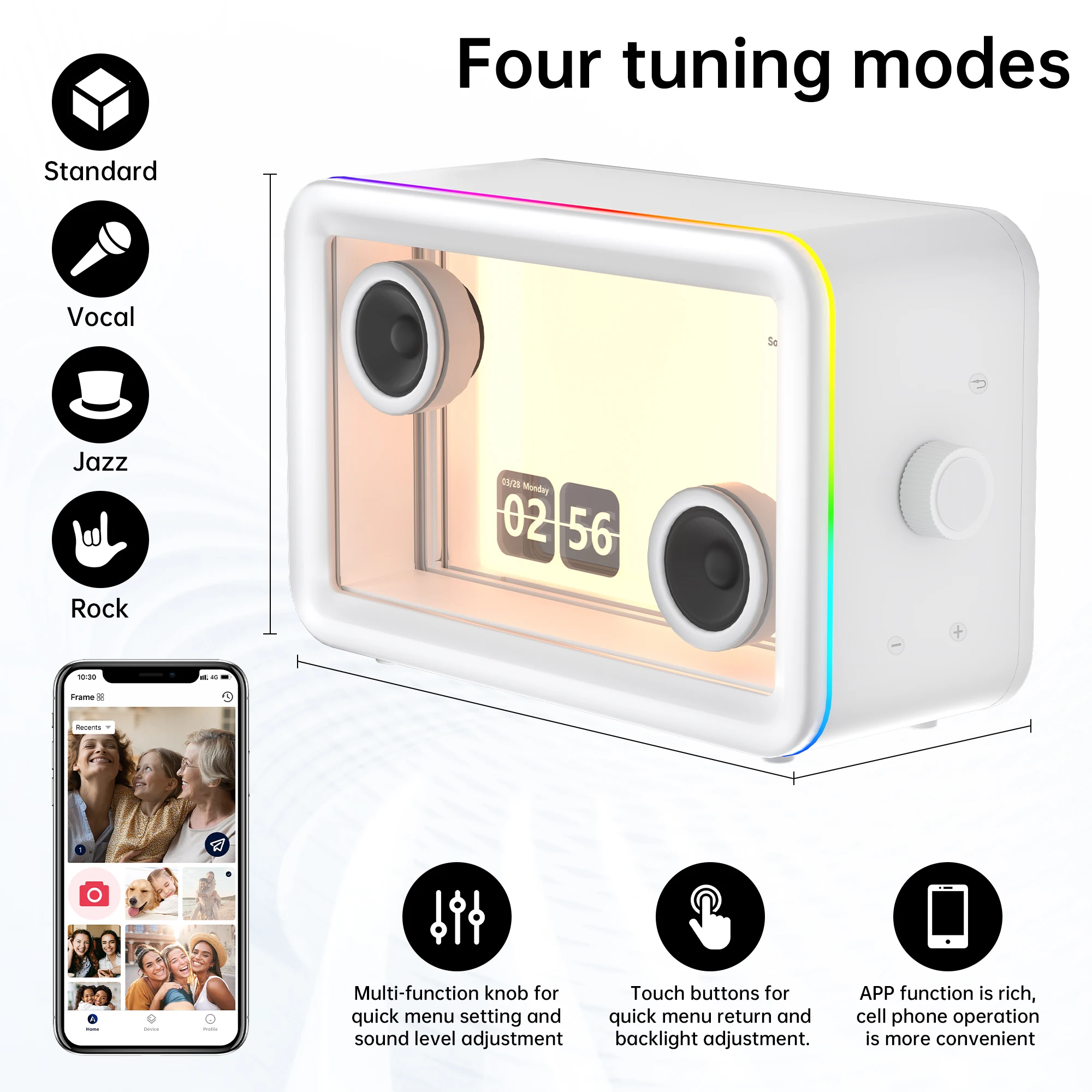 AEEZO L1 Bluetooth Speaker Hi-Fi Audio Clear Glass Screen Dynamic Suspended Lyrics Wireless Portable Audio Video LED Speakers 5