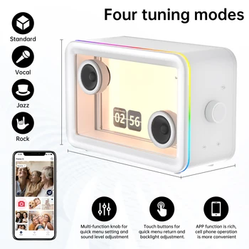 AEEZO L1 Bluetooth Speaker Hi-Fi Audio Clear Glass Screen Dynamic Suspended Lyrics Wireless Portable Audio Video LED Speakers 5