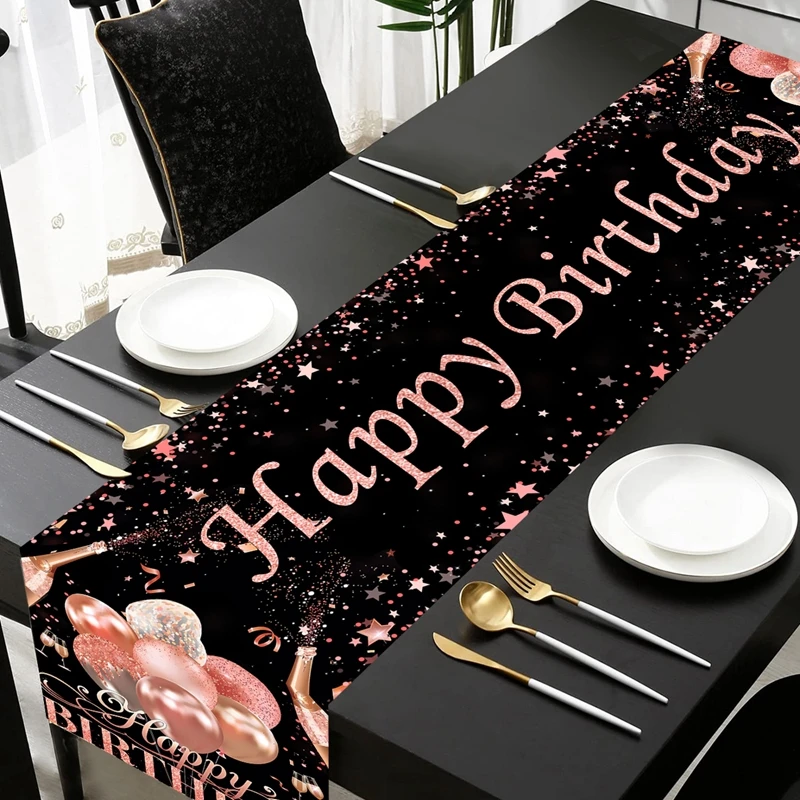 1pc 35*180cm Polyester Table Runner Happy Birthday Party Decoration Table Wedding Jungle Safari Decoration Home Party Supplies