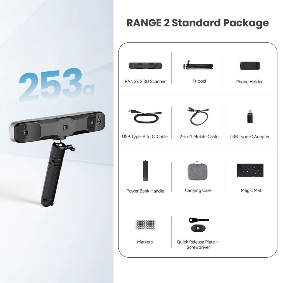 Revopoint RANGE 2 3Dスキャナー ハンディ 手持ち コンパクト Revopoint RANGE 2 Full Body Handheld 3D Scanner RANGE2 – Precision