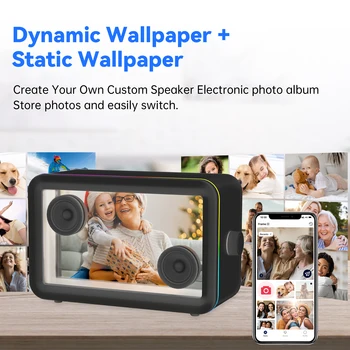 L1 Bluetooth Speaker Hi-Fi Audio Clear Glass Screen Dynamic Suspended Lyrics Built-in Wireless Portable Audio Video LED Speakers 3