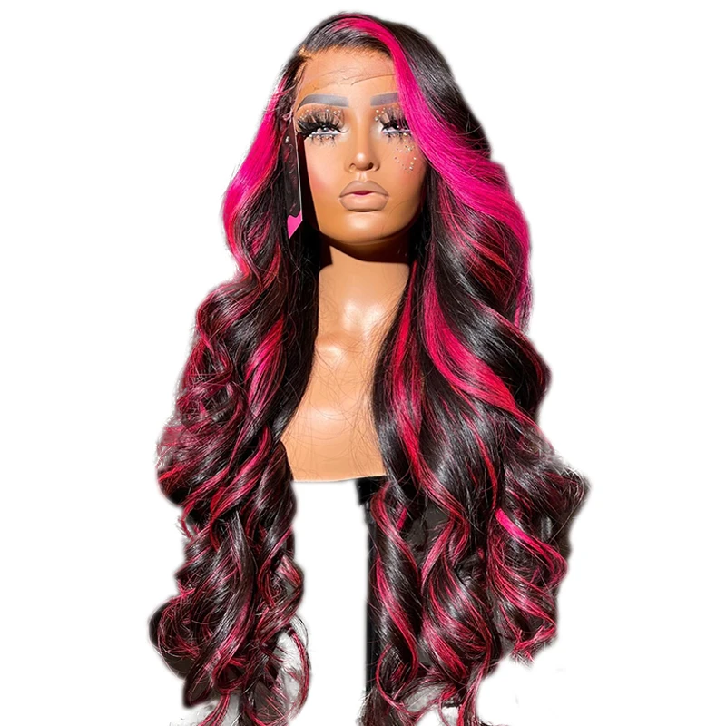Highlight Pink 30Inch BodyWave Glueless 13x4Synthetic Lace  display picture 1
