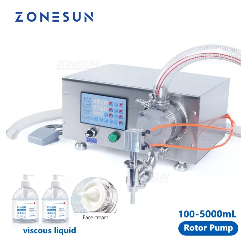 ZONESUN ZS-RPYT900 Semi-Automatic Rotor Pump Honey Filling Machine Gel Laundry Detergent Hand Sanitizer Cream Bottle Filler