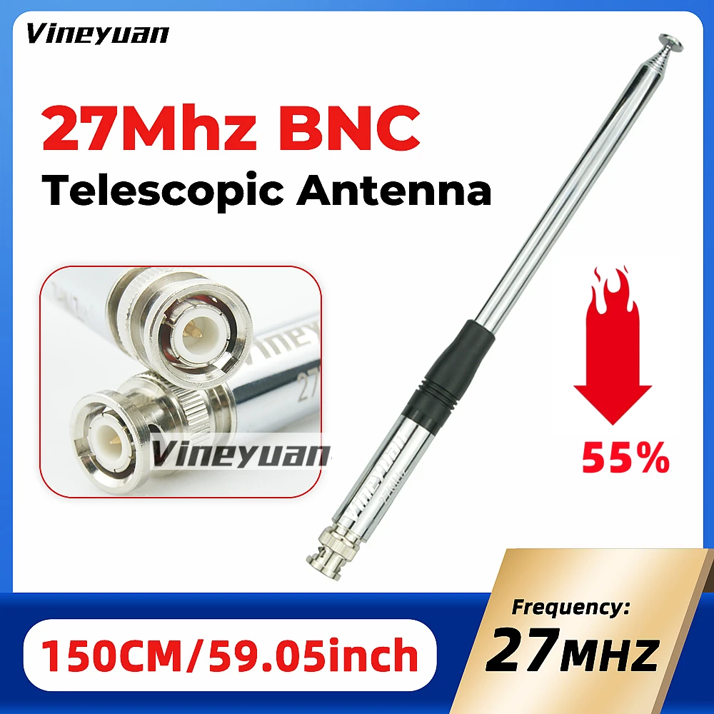 Vineyuan 27Mhz Bnc Antenna/59 Pollici Antenna Per Cobra Midland Uniden Maxon Presidente Anytone Palmare/Radio Cb Portatile