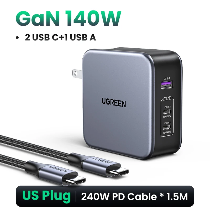 UGREEN-cargador USB tipo C GaN de 100W, dispositivo de carga rápida para  Macbook, tablet, iPhone, Xiaomi, iPhone 13, 12, 11 - AliExpress