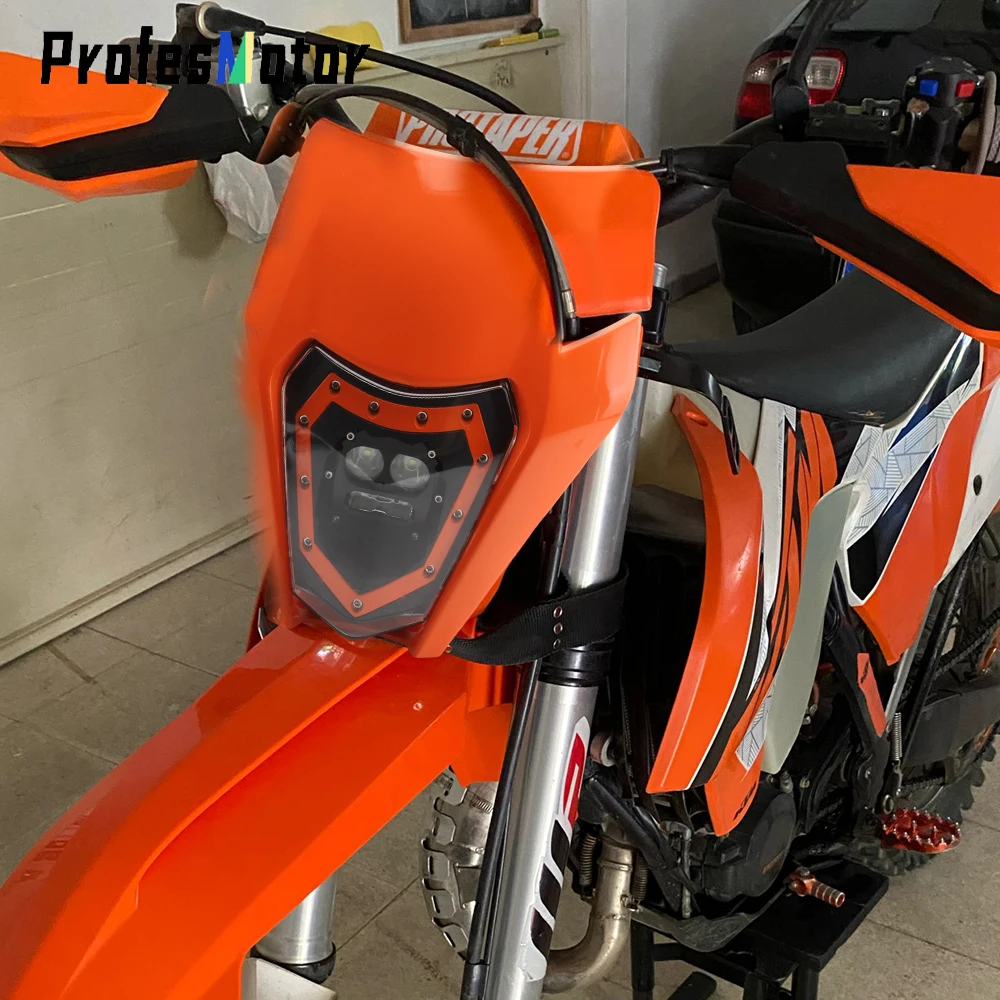 Motorcycle LED Headlight Plate Motocross Headlamp For KTM EXC 300 450 XC  XCF XC-W SX 150-590 Duke 125 Universal Enduro Dirt Bike