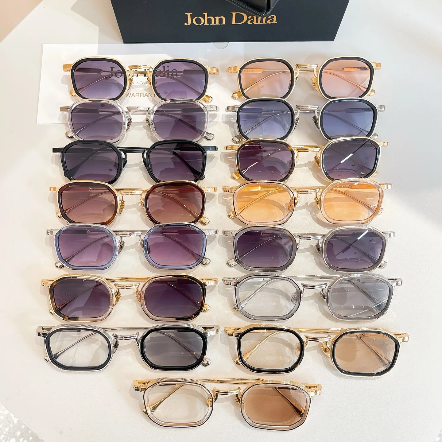 For JOHN DALIA JD SAMUEL Top High Quality Sunglasses for Men Alloy+Acetate Frame Fashion Design Sunglasses for Womens with box