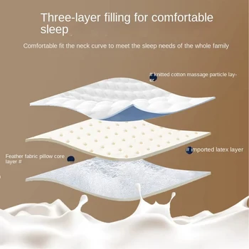Adult Comfort Pillow Core Helps Sleep High Elasticity Pillow Breathable Fluffy Soft Safe Latex Pillow Rectangular Pillow 6