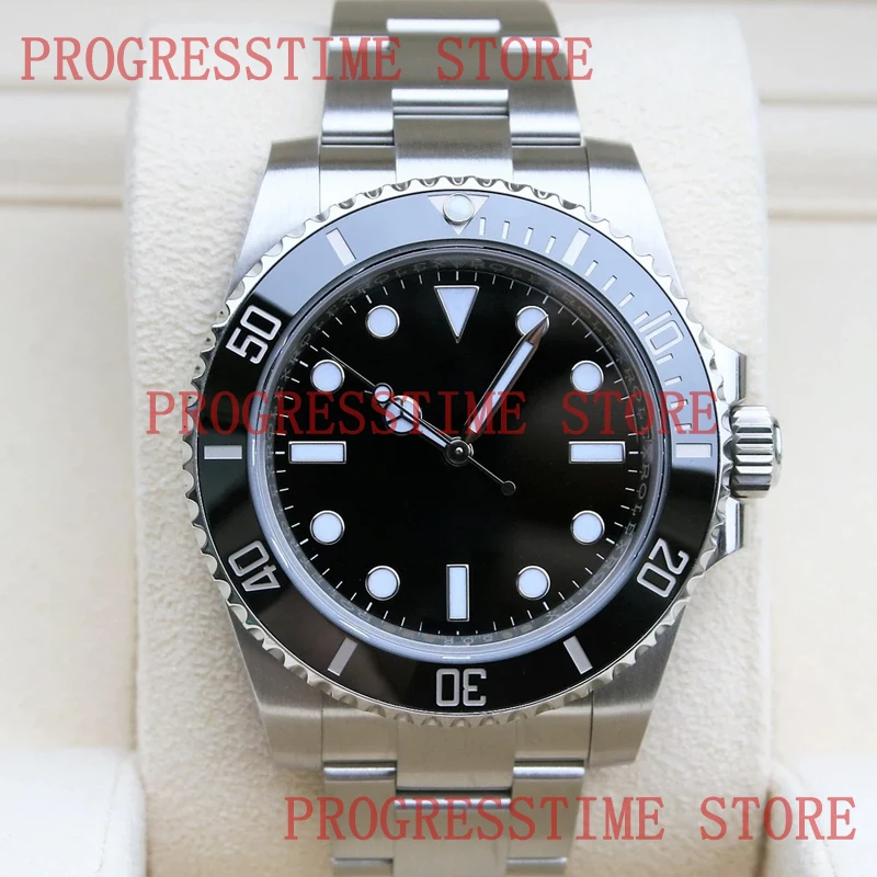 

Men's Mechanical Watch Clean Submariner 114060 No Date Aftermarket Watch Parts Black Ceramic bezel Dial For SA3130 Movement