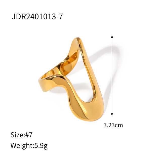 Uworld Rust Proof Stainless Steel Big Personal Ring Stylish Creative Minimalist Metal Statement Waterproof Jewelry for_voghion.com