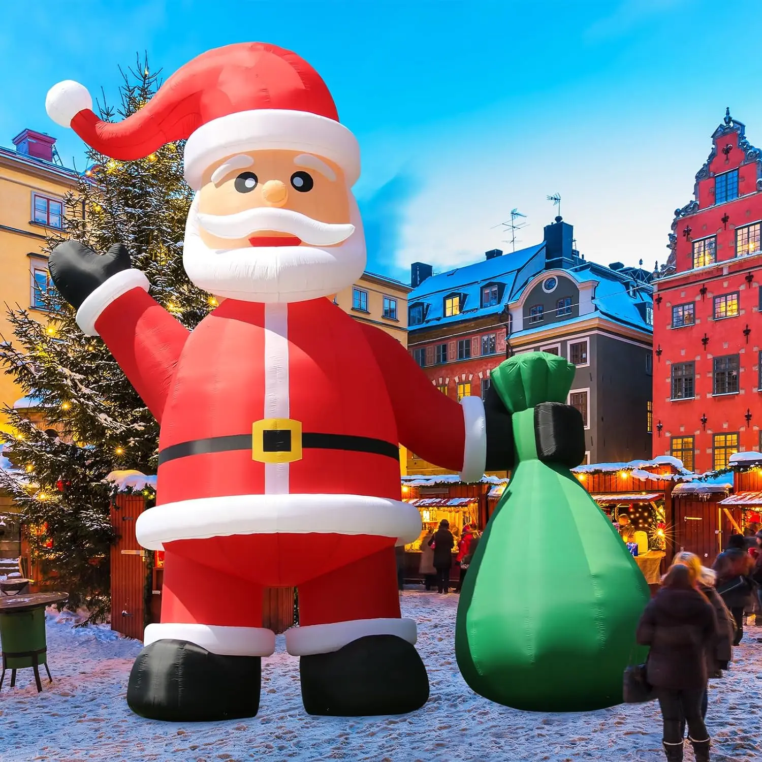 Giant Inflatable Santa Claus Outdoors Decorations, Christmas Father, Festival Party, Xmas Celebration with Blower, Oxford, 20 ft