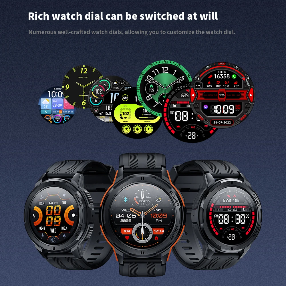 SKMEI C25 410mAh AMOLED Smartwatch 1.43 inch 1ATM Waterproof Heart Rate Monitor Pedometer Bluetooth
