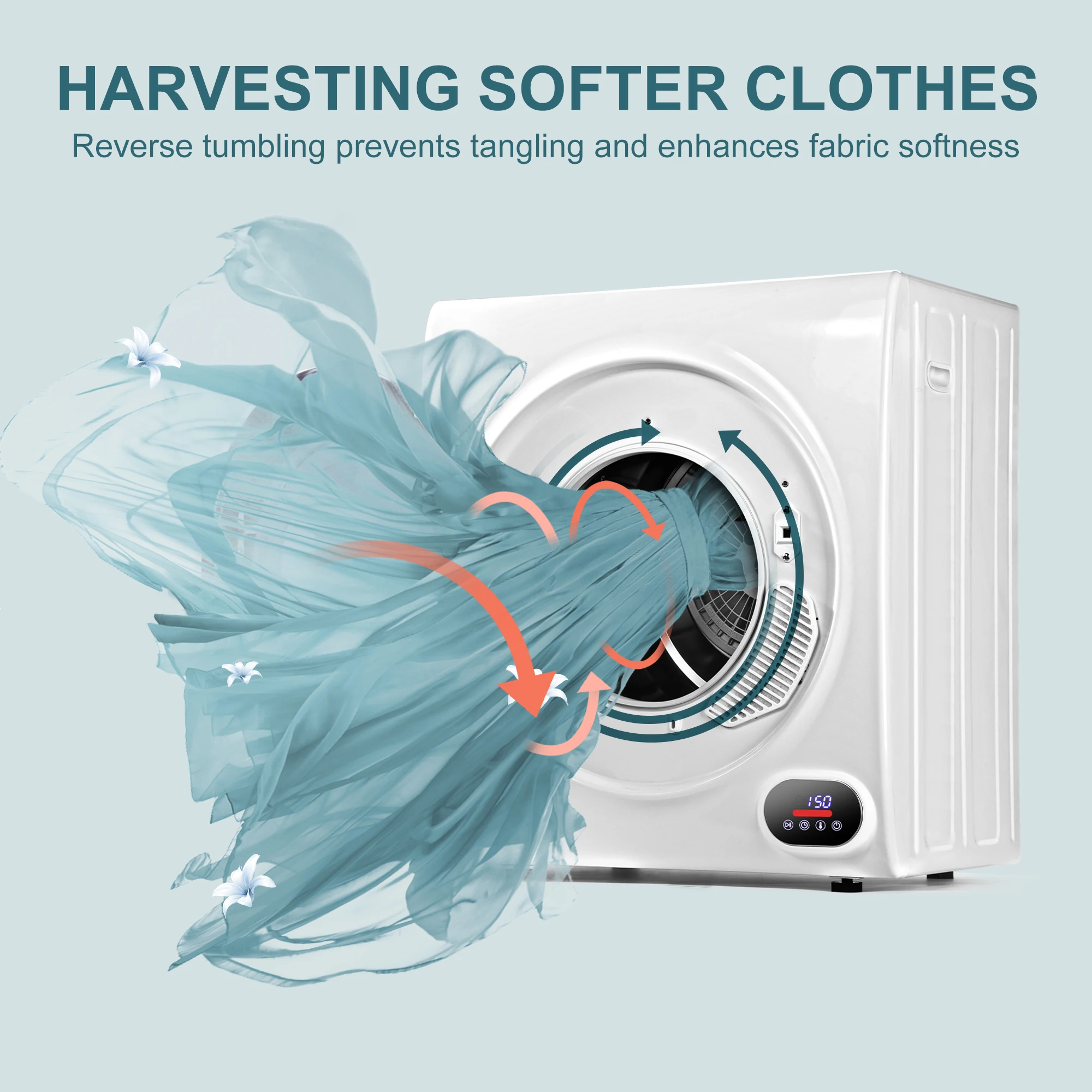 Euhomy 110V Portable Clothes Dryer 2.6 Cu. ft. Front Load Stainless Steel Electric Dryers Machine for Apartment,RVs,Dorms