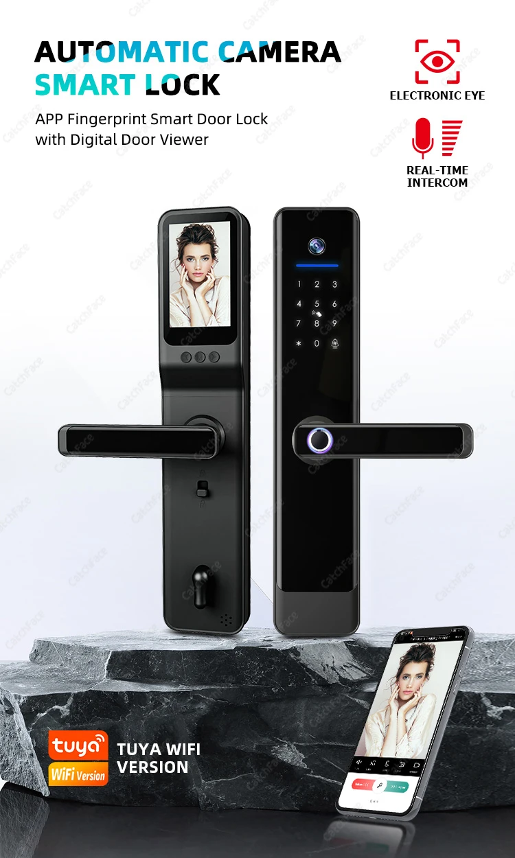 Screen Video Intercom Lock TUYA WIFI Camera Anti-Theft Door Lock Garden Gate Ele