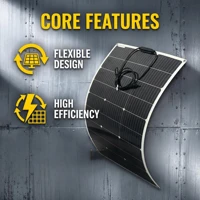 Panneau solaire monocristallin flexible 100W PET, chargeur solaire portable pour camping-car, camping, yacht, alimentation de batterie extérieure 3