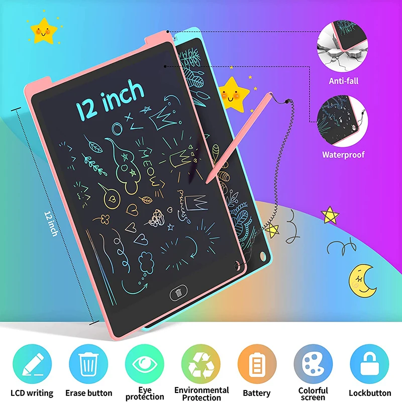 Polegada Placa de Escrita Desenho Tablet Tela Lcd Escrita Digital Tablets Gráficos Eletrônico Caligrafia Almofada Brinquedos Presentes Criança 8.5 12 - Imagem 6