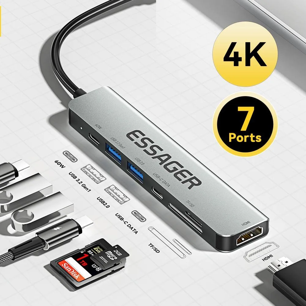 2024 NEW usb c hub usb Type-c to HDMI-compatible laptop dock station for macbook pro air m1 m2 extensor usb 3.0 adapter splitter