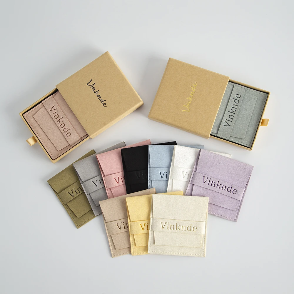 7x7x1,7 cm benutzer definierte Kraft Schmuck Schublade Box mit Mikro faser Tasche Beutel personal isierte Logo kleine Papier Geschenk verpackung Weihnachten – Detail 13