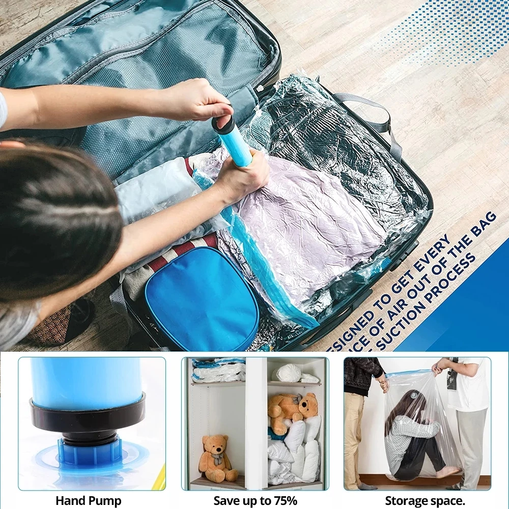 1/6/8PCS Vacuum Storage Bags Travel Suitcase Organizer Vacuum Bags for  Clothes Bedding Pillows Blankets Compression Packing Bag - AliExpress